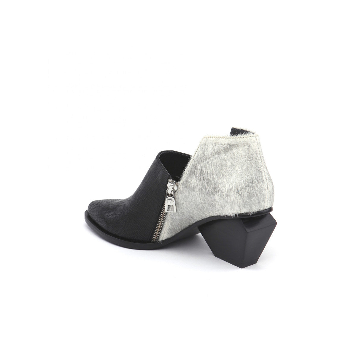 block heel leather ankle boots all silver 3