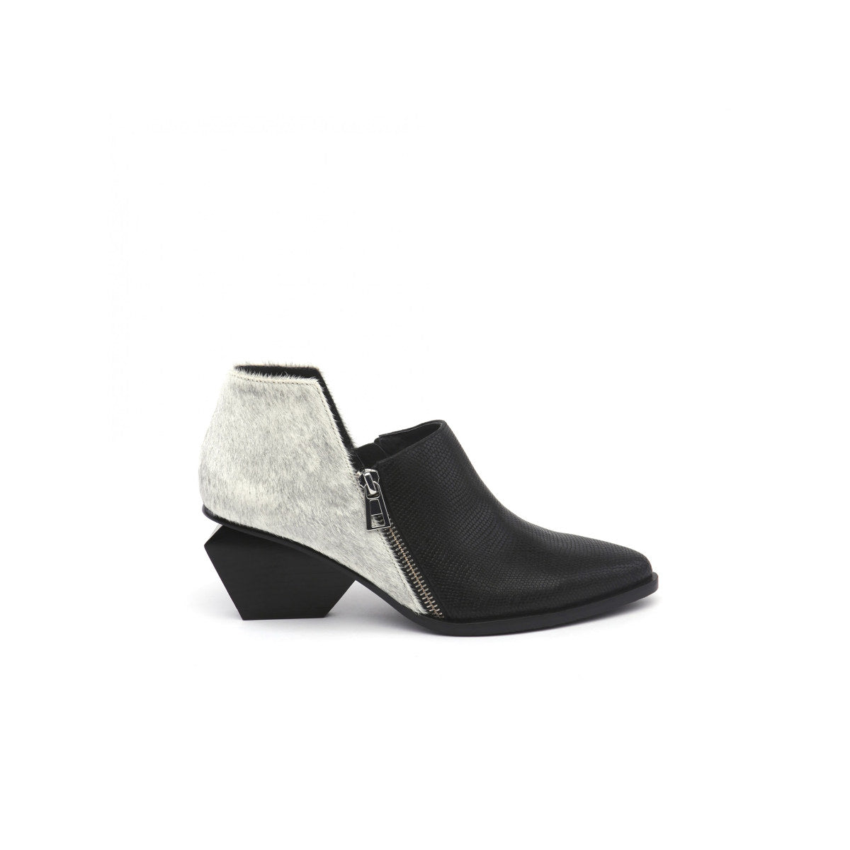 block heel leather ankle boots all silver 4