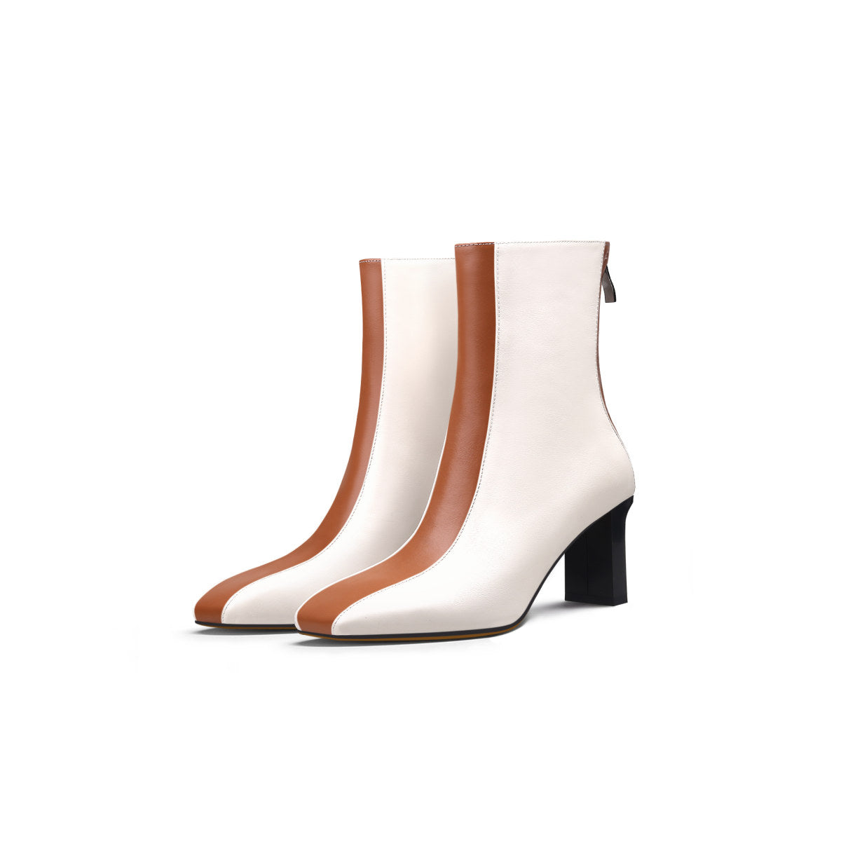 block heel patchwork leather ankle boots all brown 2