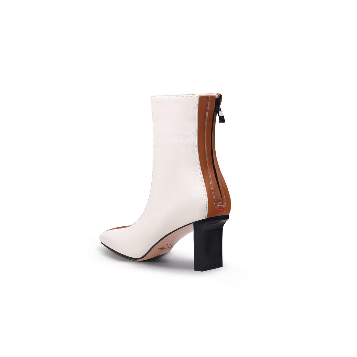 block heel patchwork leather ankle boots all brown 4