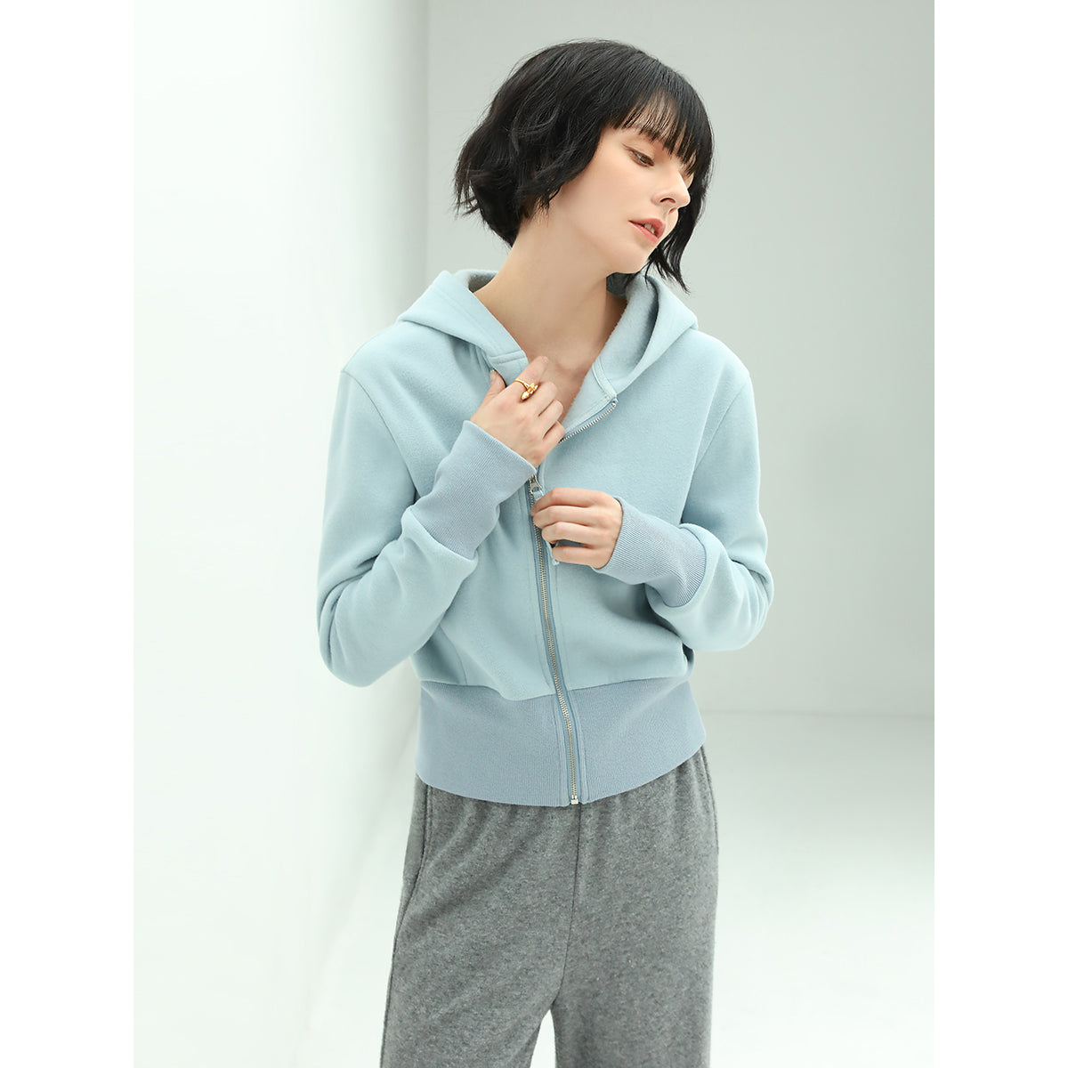 blue cropped zip through hoodie all blue 2