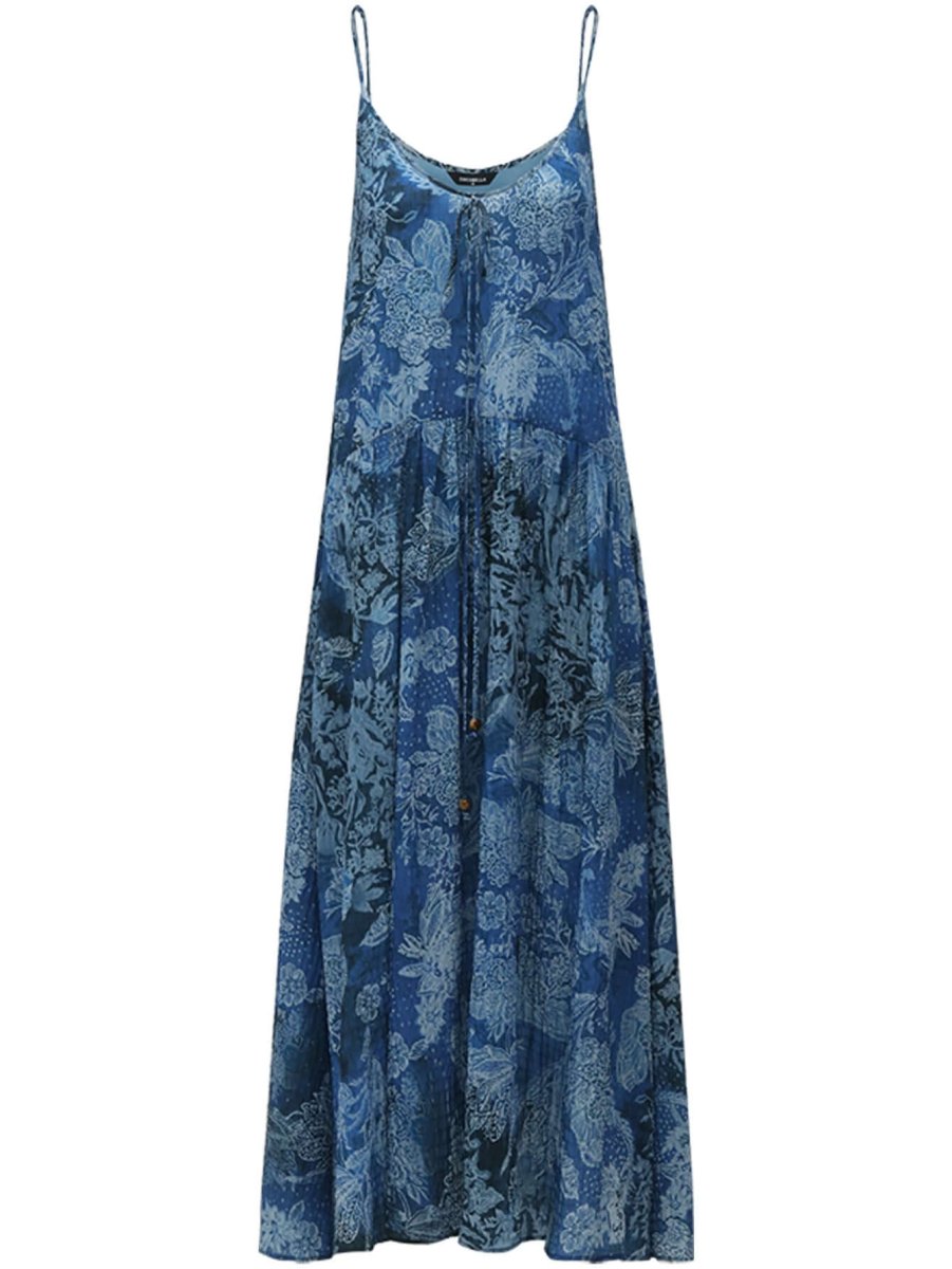 bohemian blue floral textured maxi dress all blue 4