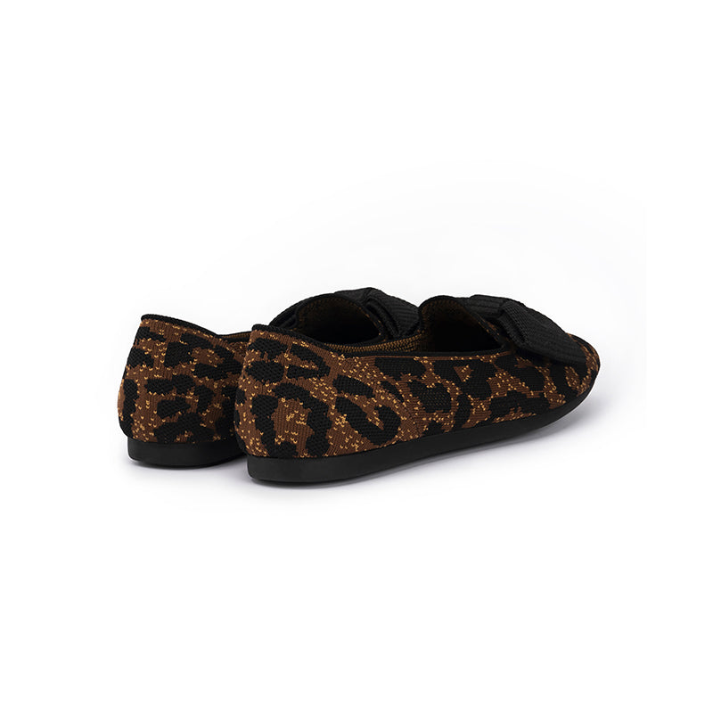 Bow Detail Round Toe Knit Flat Loafers – Elegant Slip-On Flats