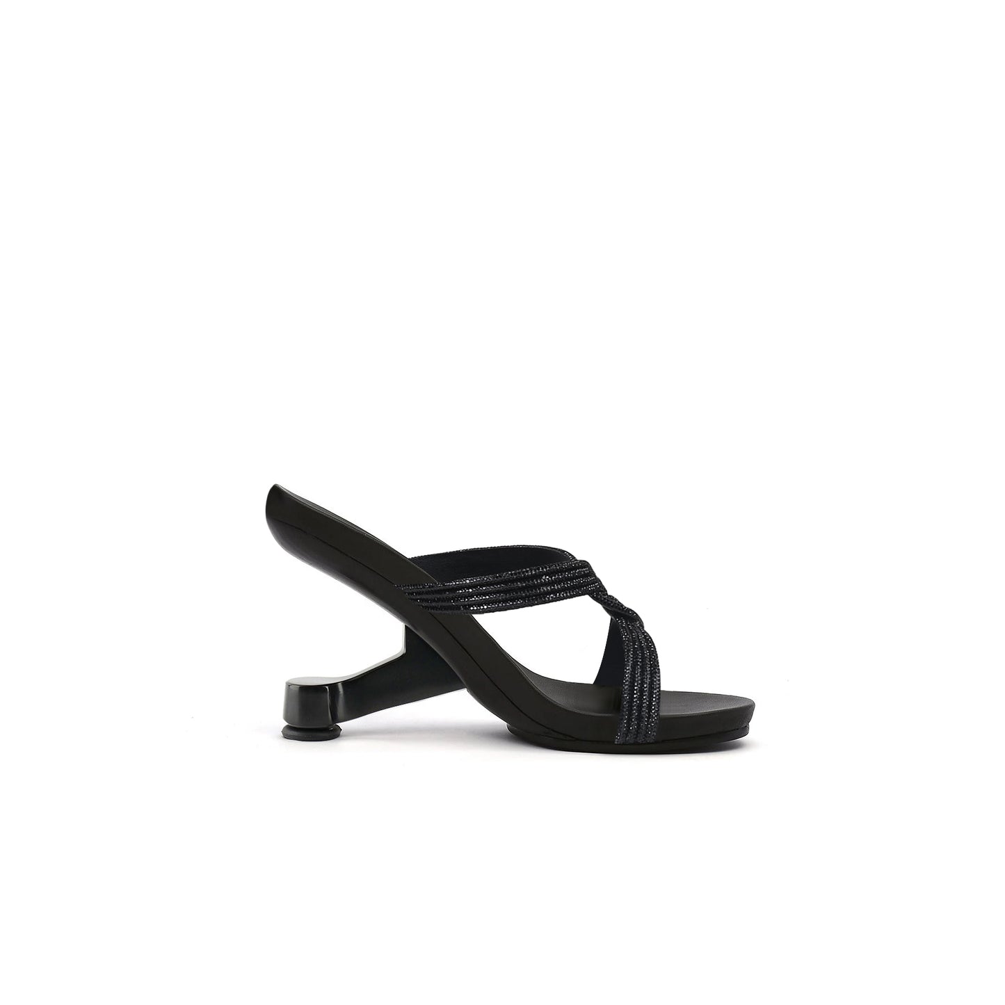 braided bling strap mules all black 3