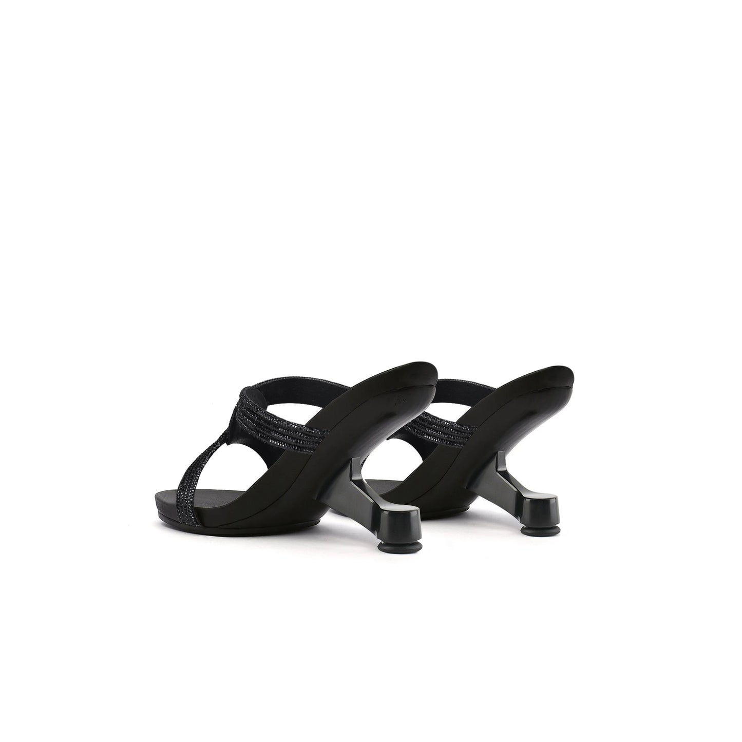 braided bling strap mules all black 5