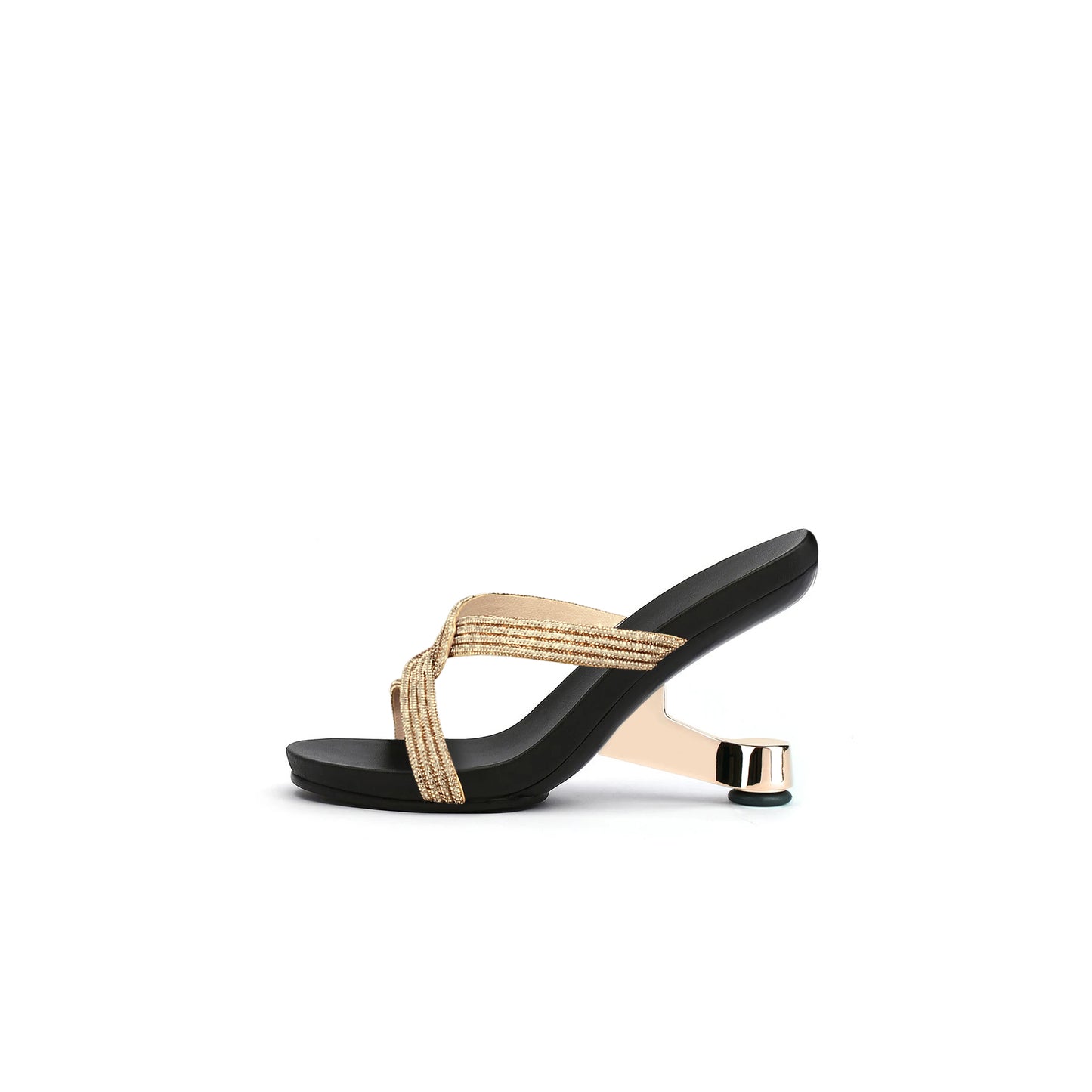 braided bling strap mules all gold 1