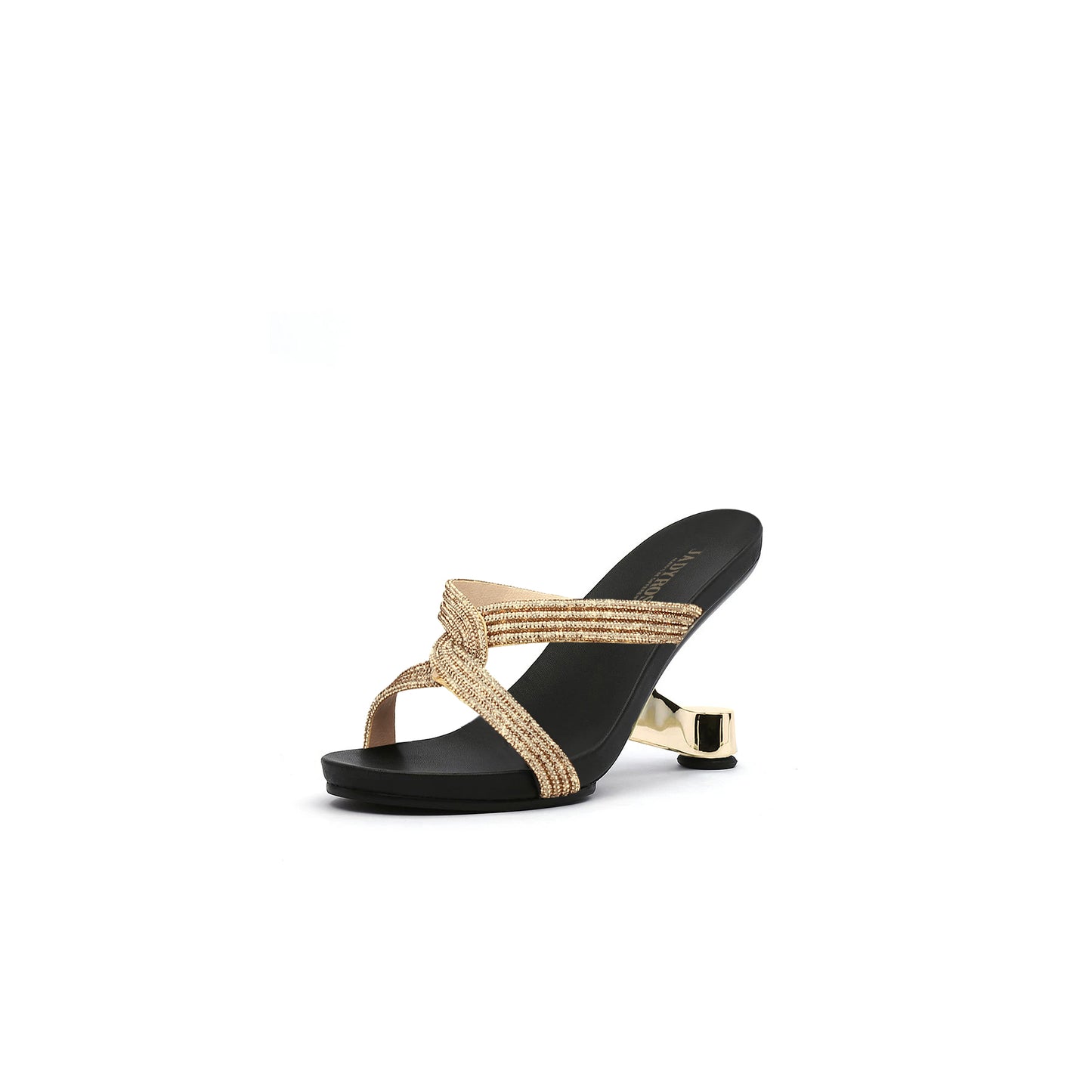 braided bling strap mules all gold 2