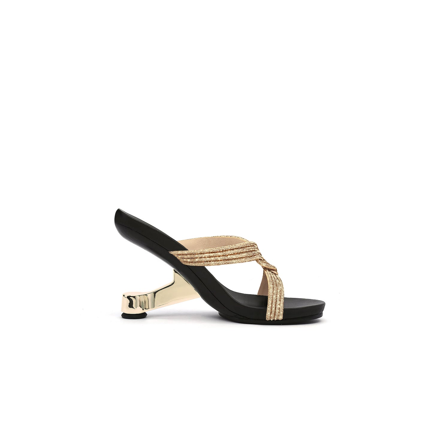 braided bling strap mules all gold 3