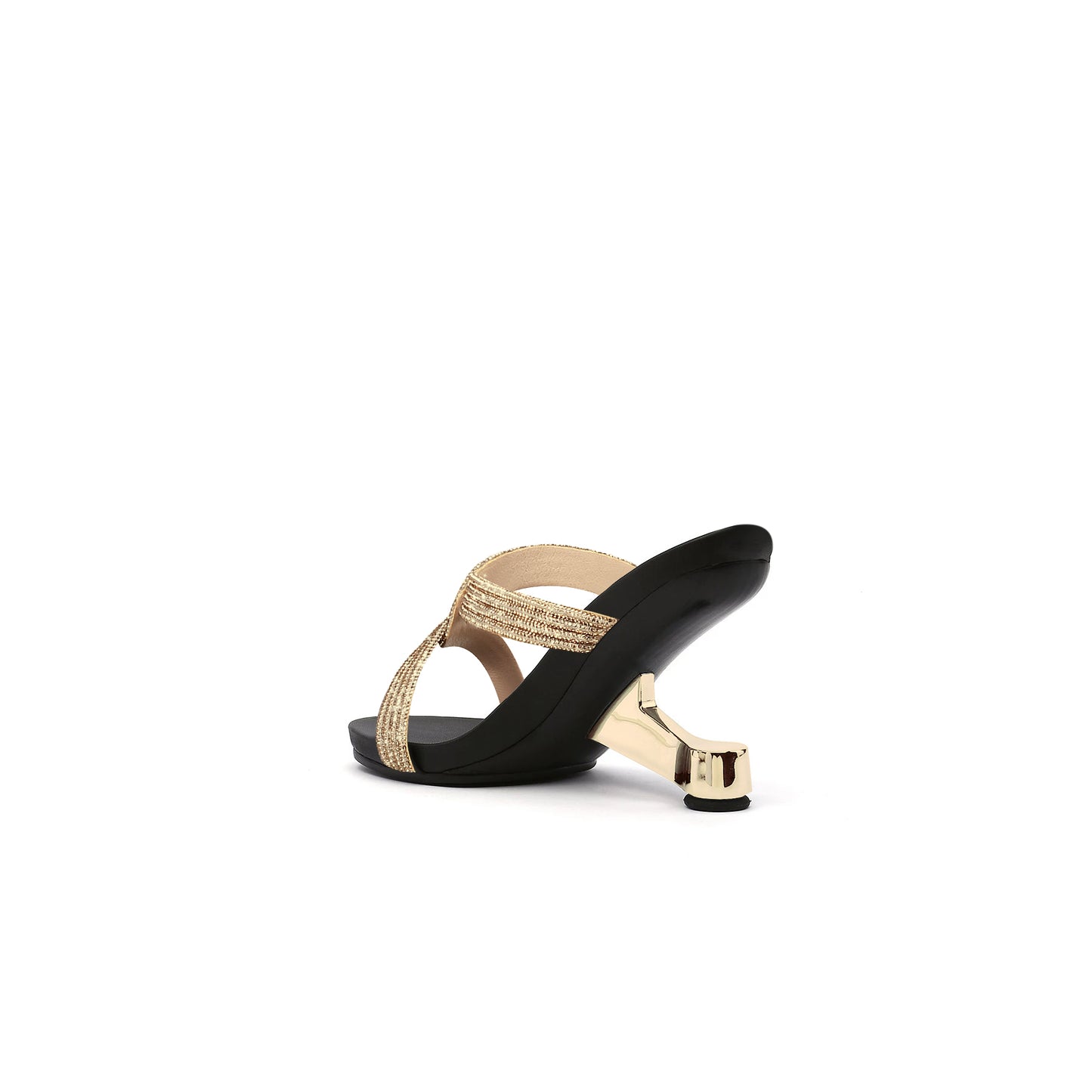 braided bling strap mules all gold 4