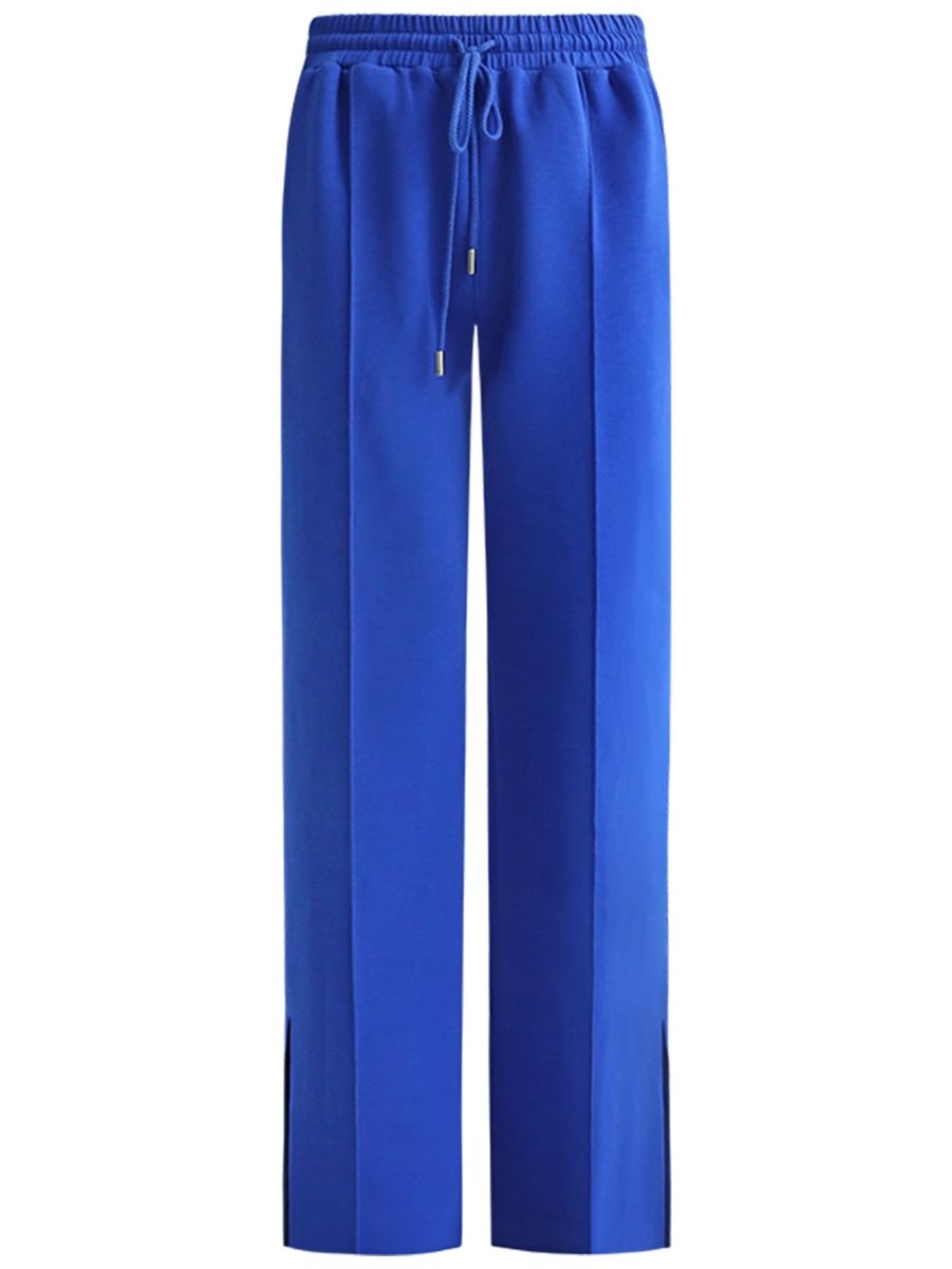 breathable casual flared pants with side slits all blue 2
