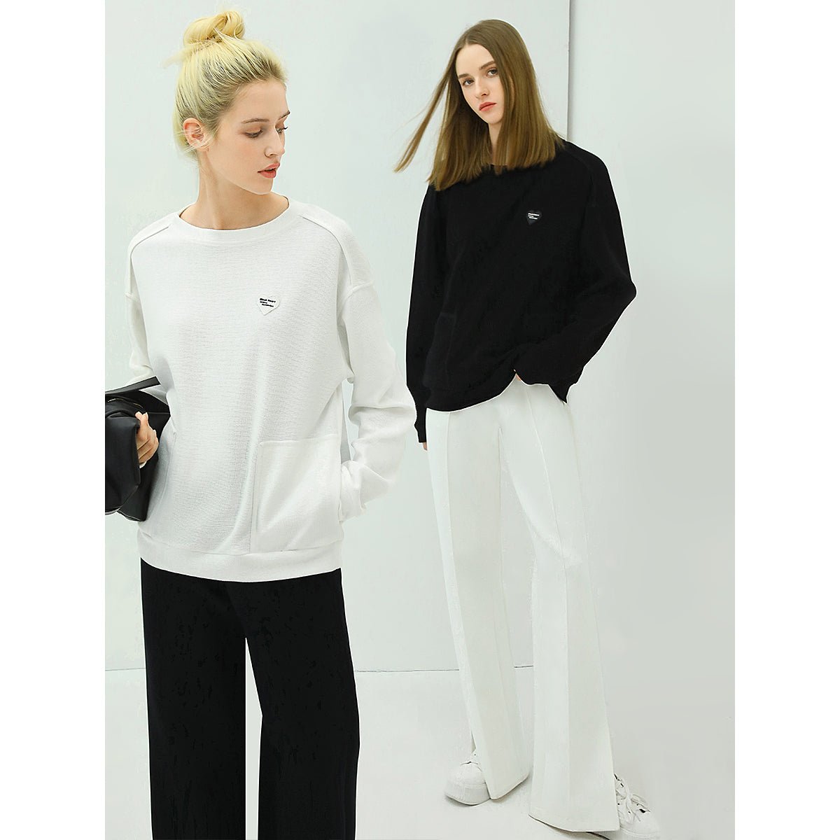 breathable casual flared pants with side slits all white 2