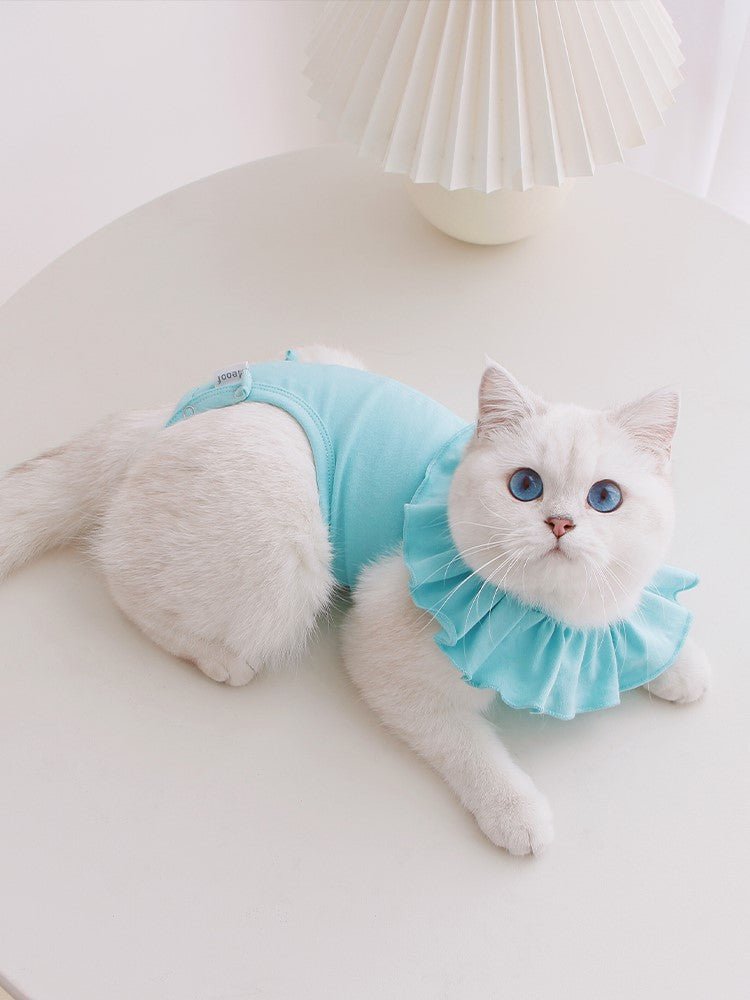 Breathable Cat Recovery Suit with Ruffle Collar