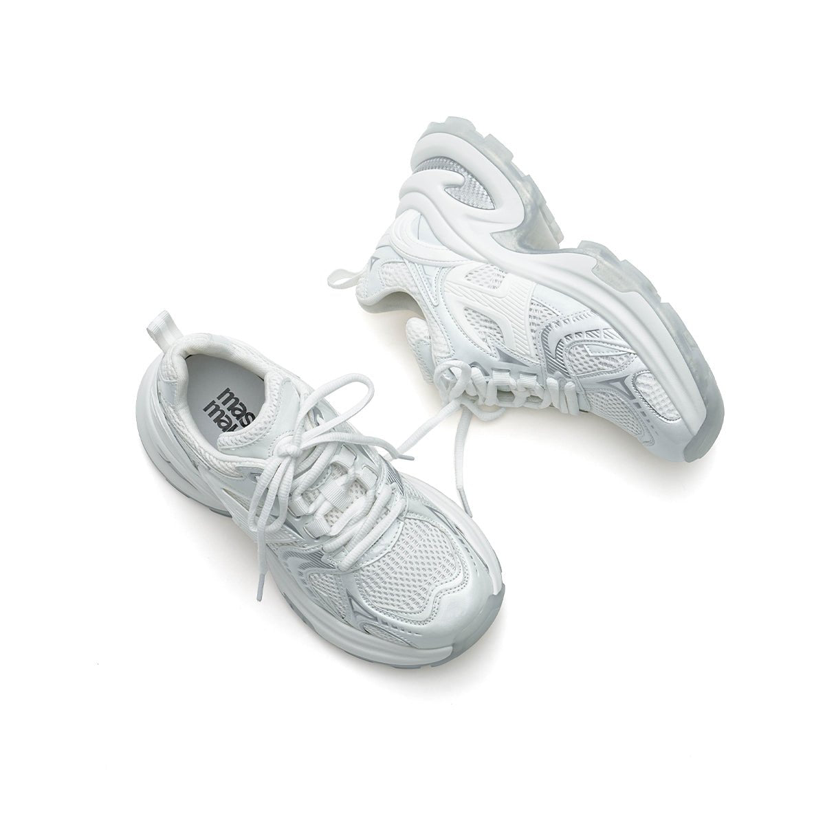 breathable mesh platform sneakers all white 5
