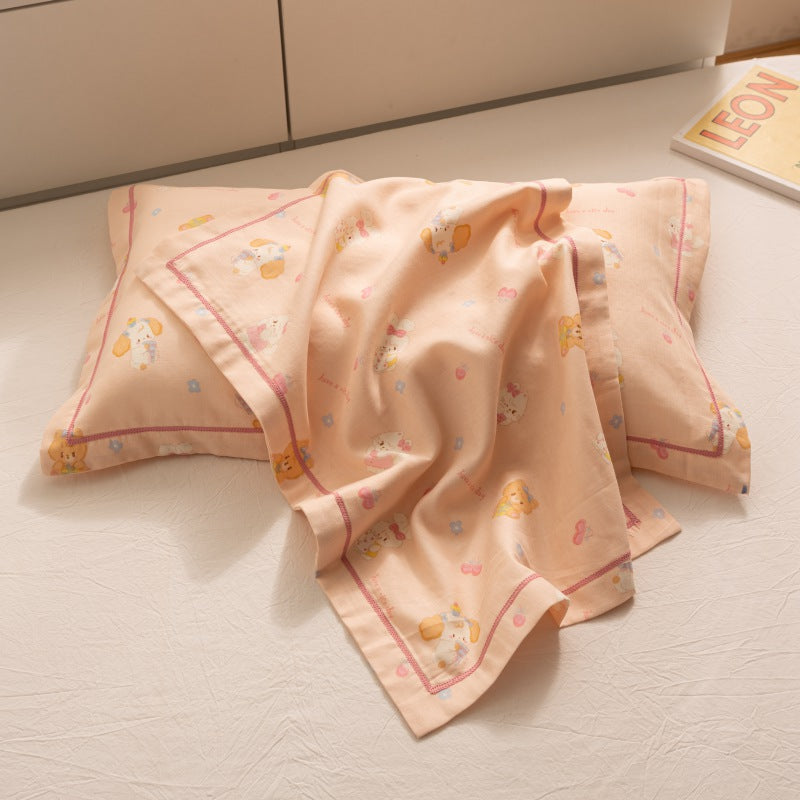 Breathable Pure Cotton Gauze Kids Pillowcase Pair