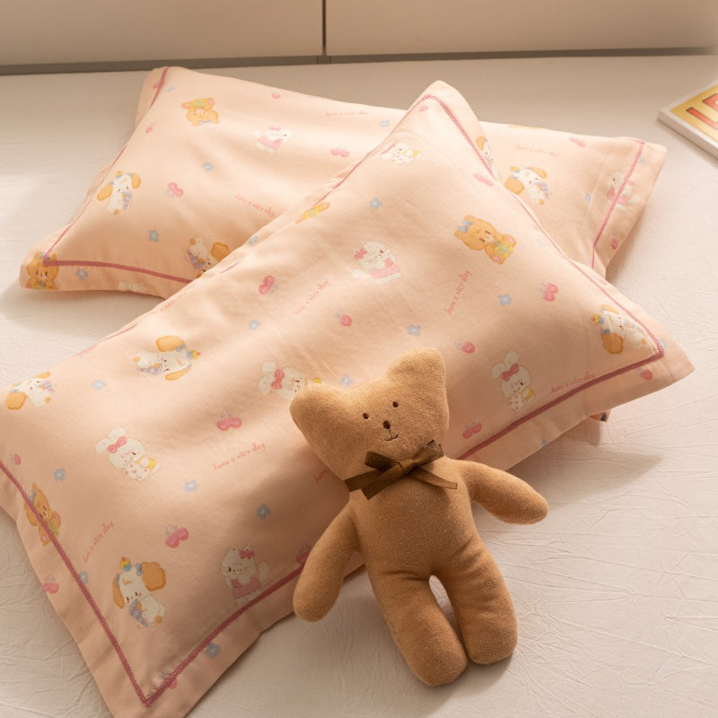 Breathable Pure Cotton Gauze Kids Pillowcase Pair