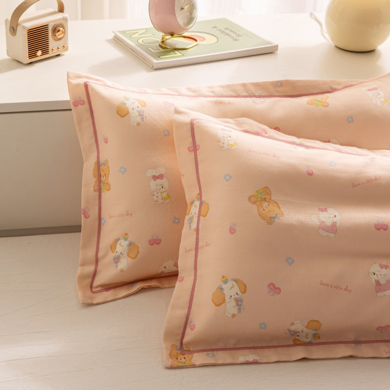 Breathable Pure Cotton Gauze Kids Pillowcase Pair