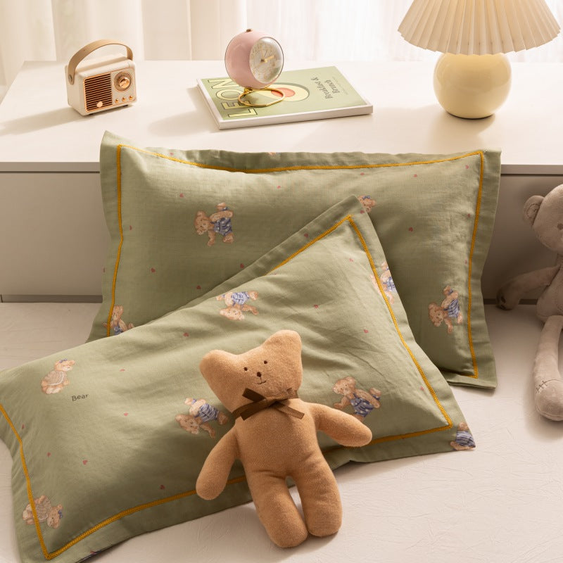 Breathable Pure Cotton Gauze Kids Pillowcase Pair