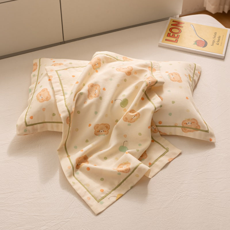 Breathable Pure Cotton Gauze Kids Pillowcase Pair