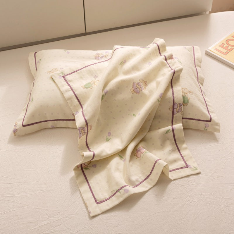 Breathable Pure Cotton Gauze Kids Pillowcase Pair