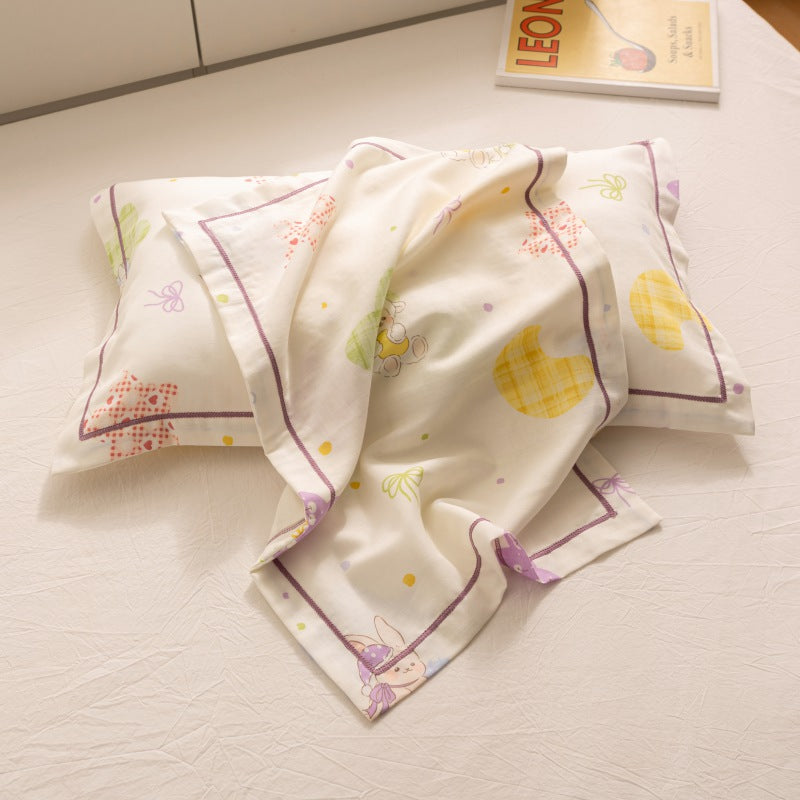 Breathable Pure Cotton Gauze Kids Pillowcase Pair