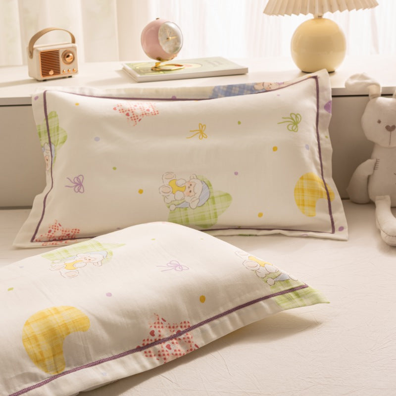 Breathable Pure Cotton Gauze Kids Pillowcase Pair