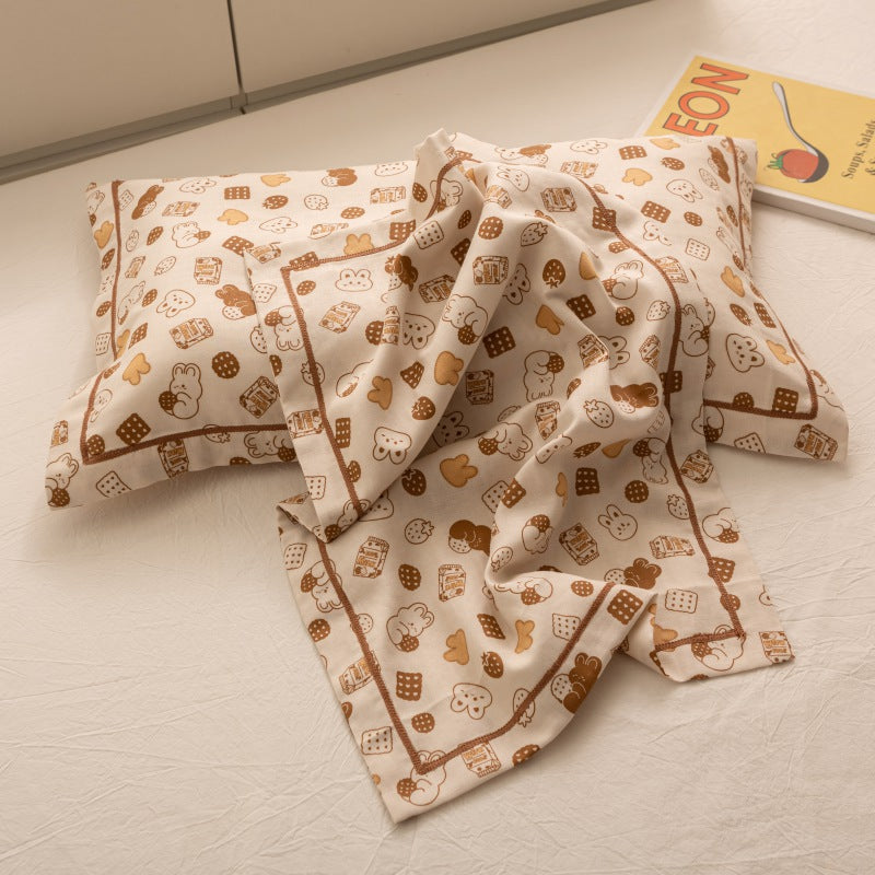 Breathable Pure Cotton Gauze Kids Pillowcase Pair