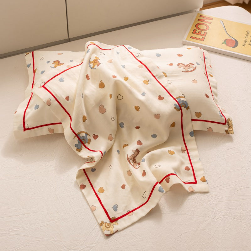 Breathable Pure Cotton Gauze Kids Pillowcase Pair