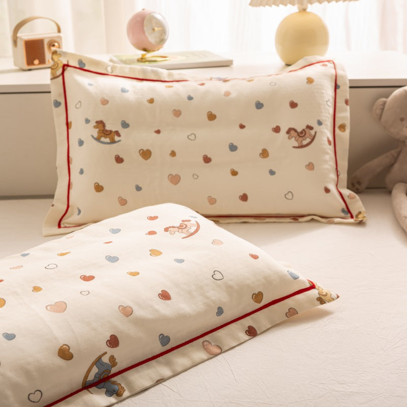 Breathable Pure Cotton Gauze Kids Pillowcase Pair