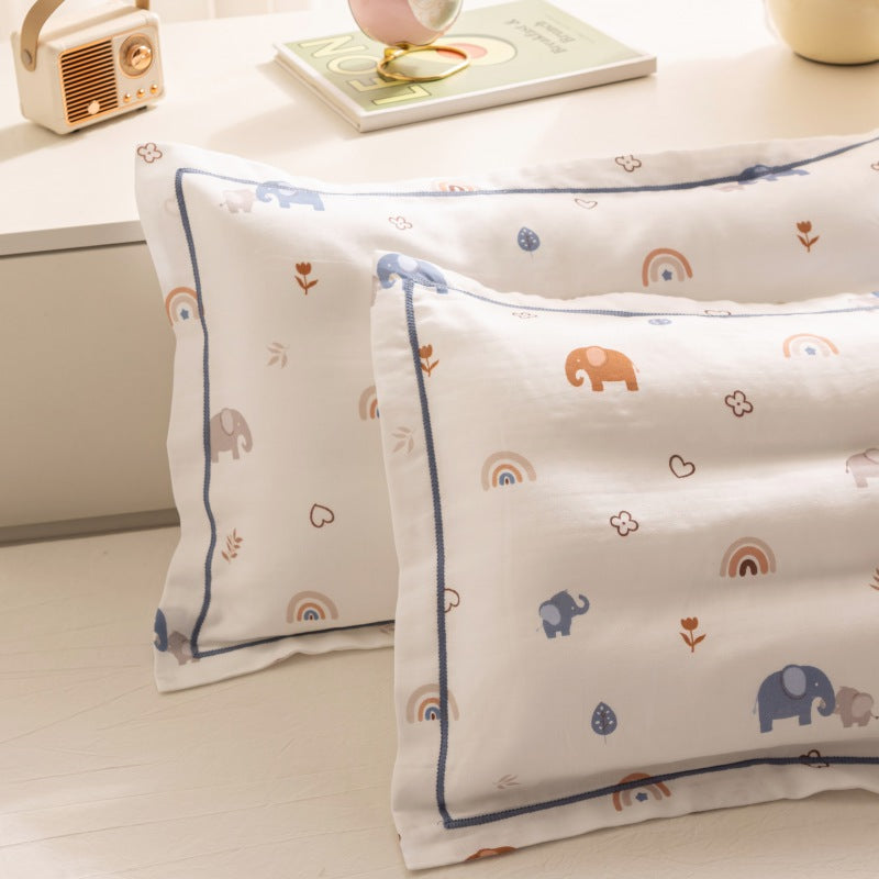 Breathable Pure Cotton Gauze Kids Pillowcase Pair