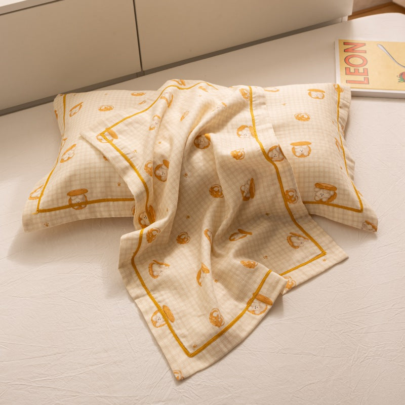 Breathable Pure Cotton Gauze Kids Pillowcase Pair