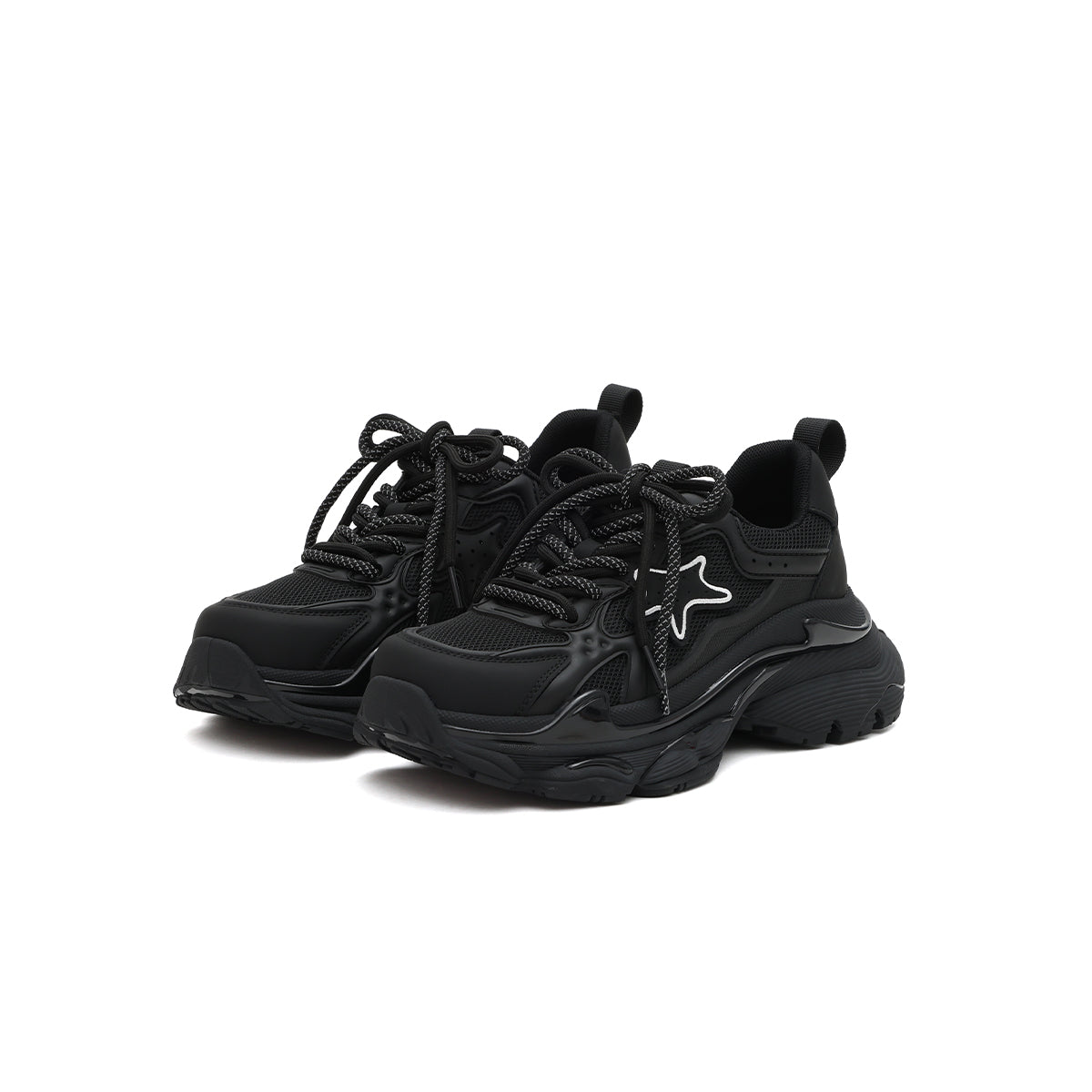 breathable retro platform sneakers all black 2