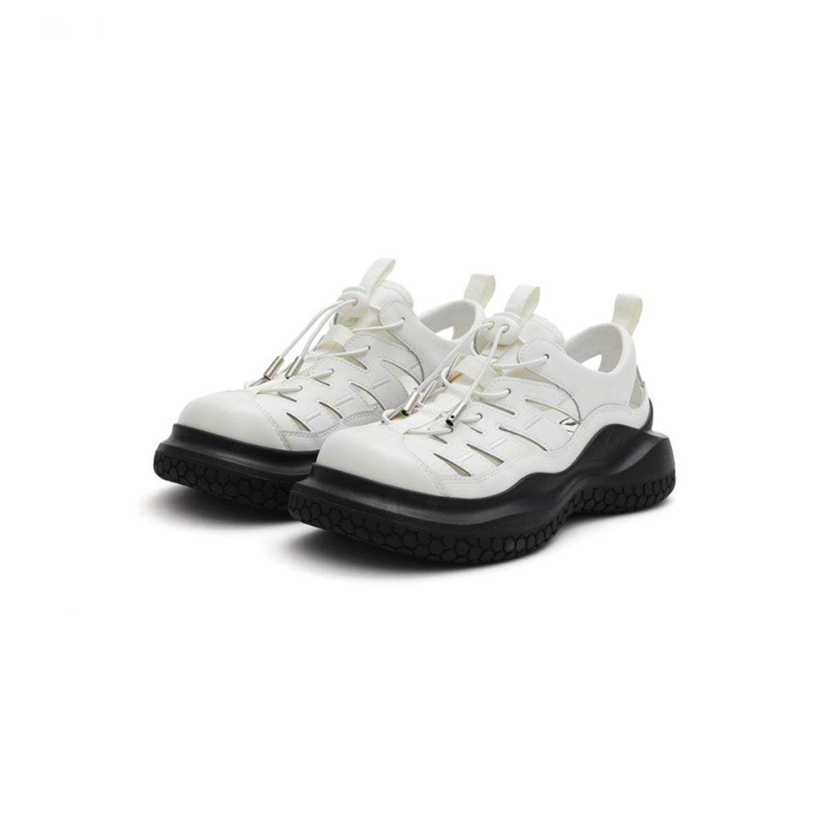 breathable roman cutout sandals all white 2