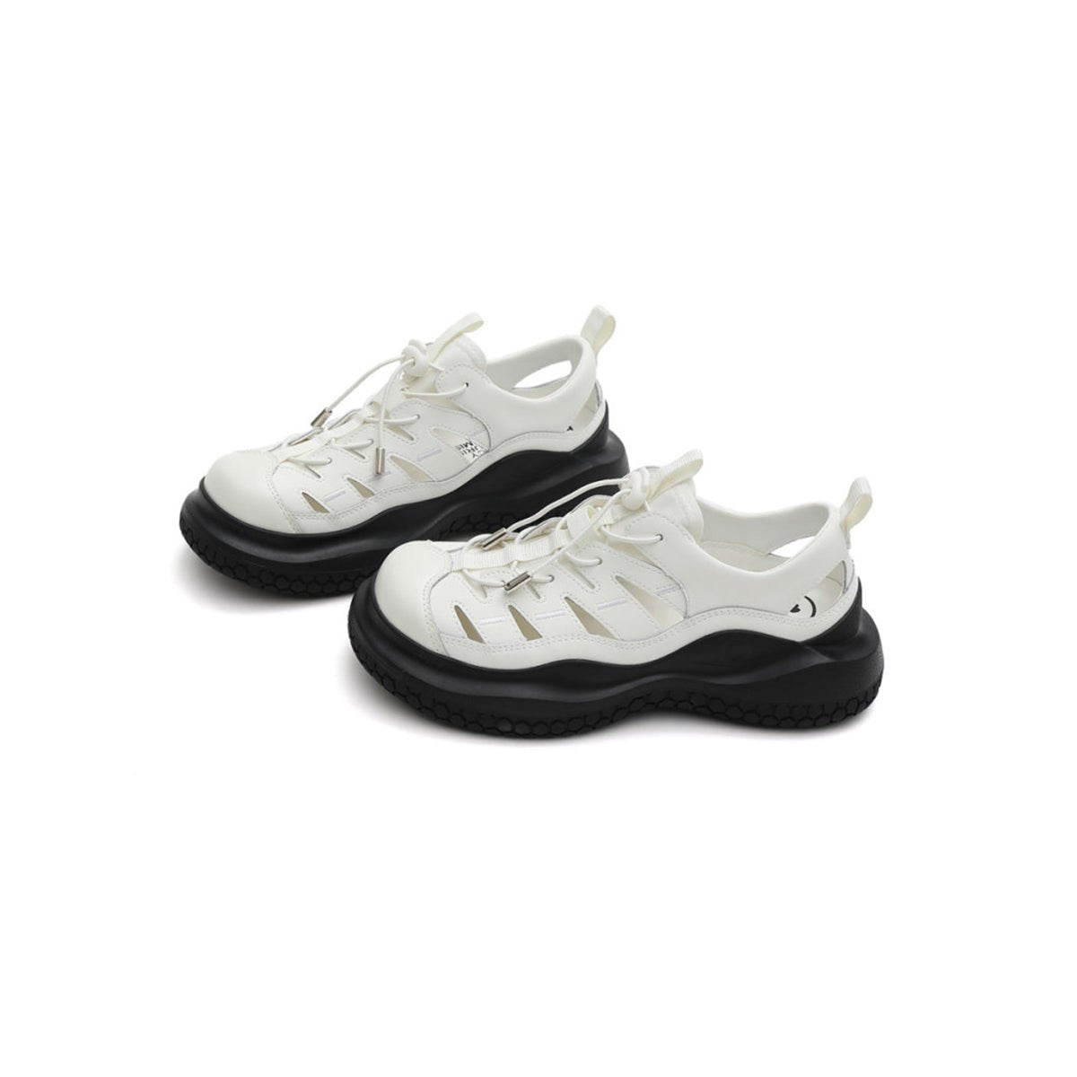 breathable roman cutout sandals all white 4