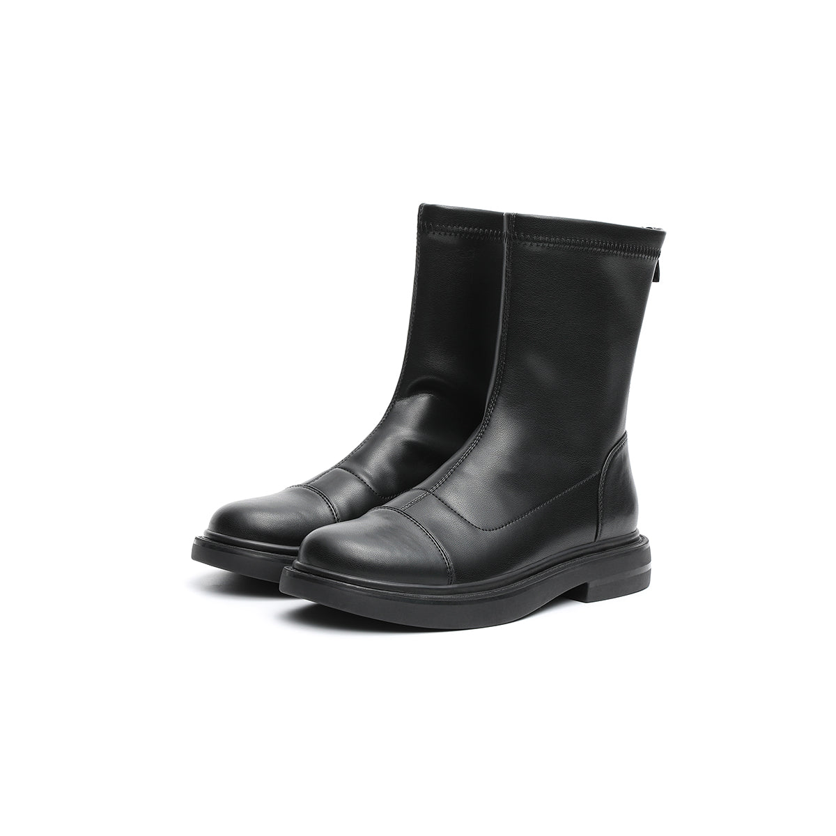 british mid calf black leather boots all black 2