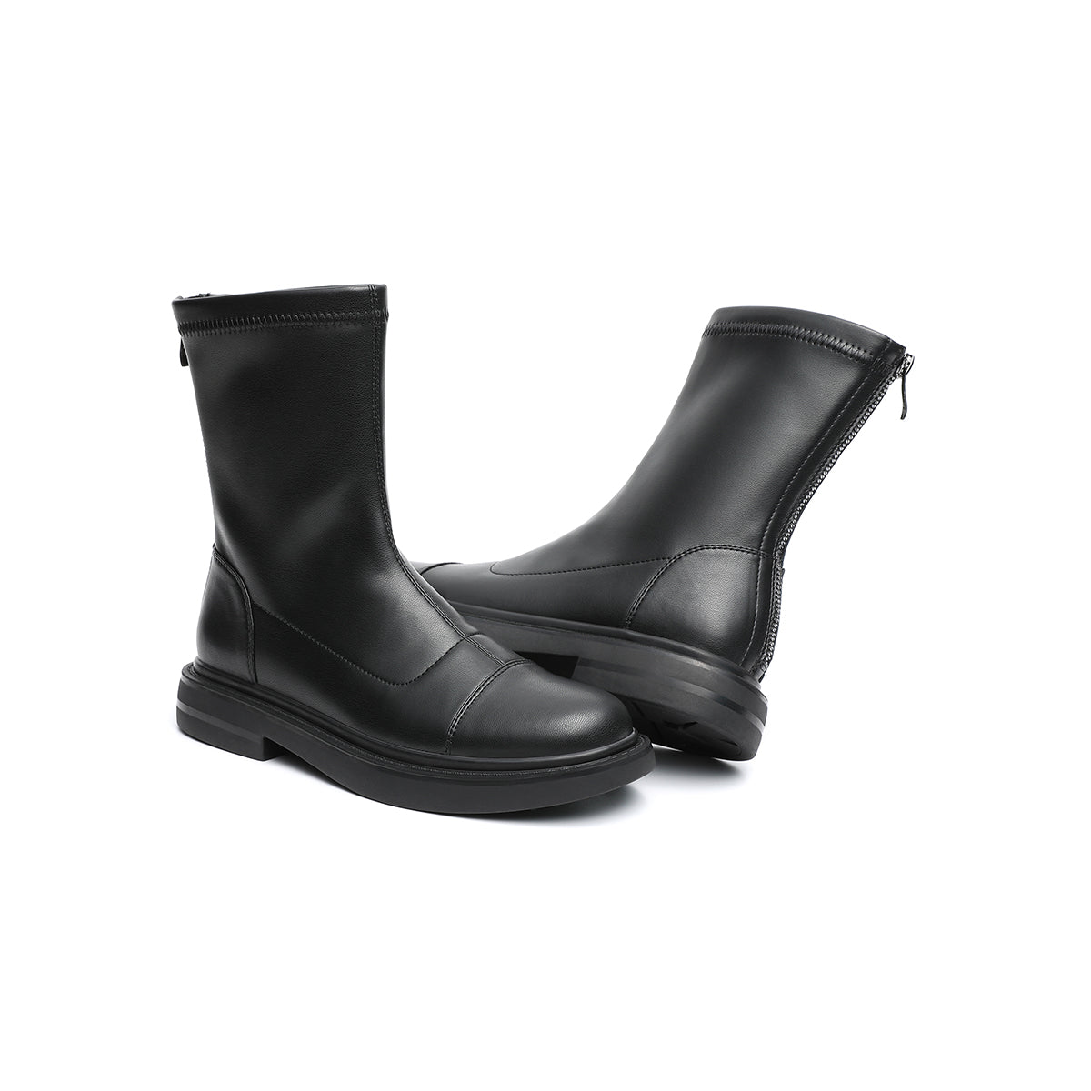 british mid calf black leather boots all black 3