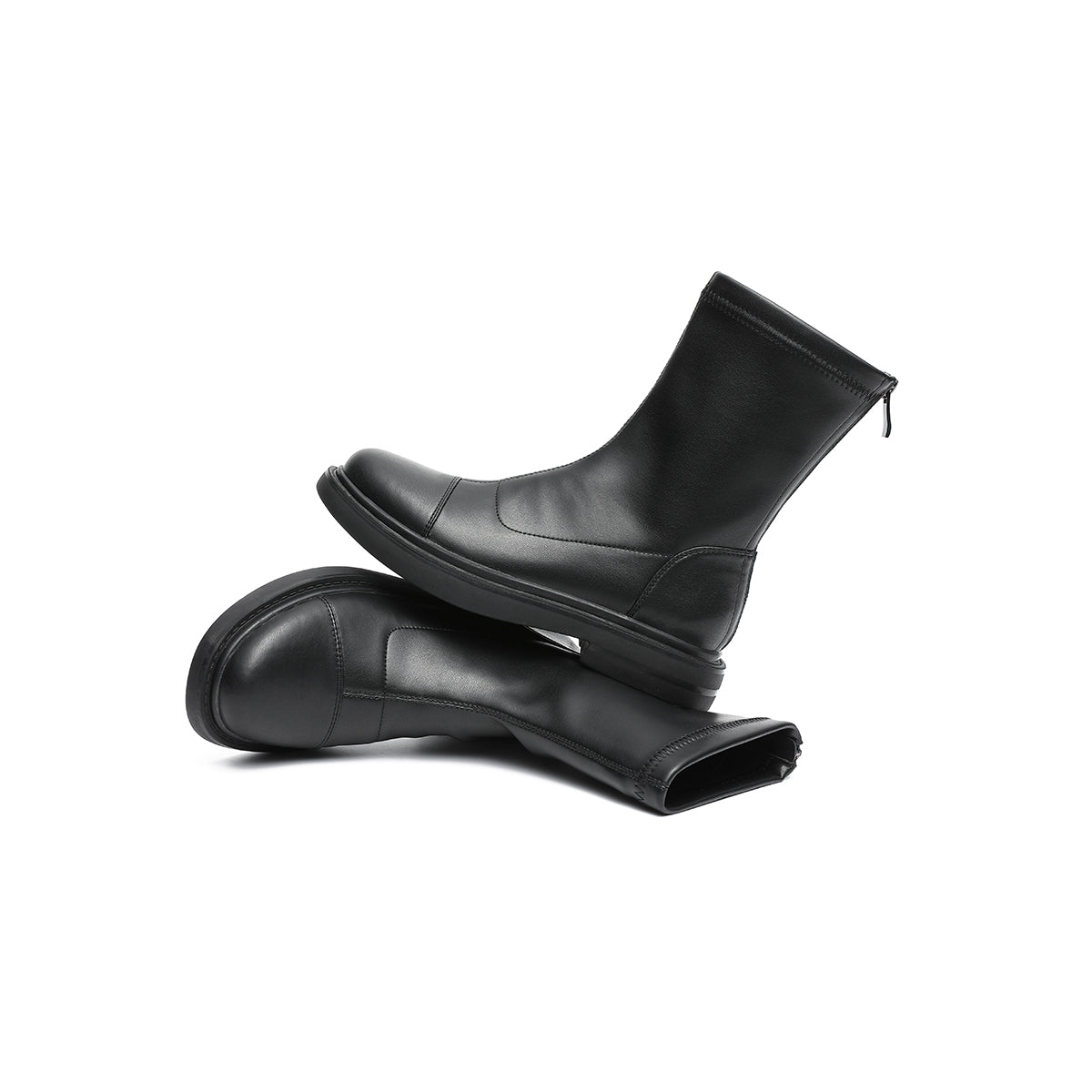 british mid calf black leather boots all black 4