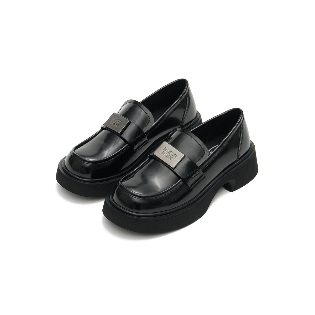 british style glossy leather loafers all black 2