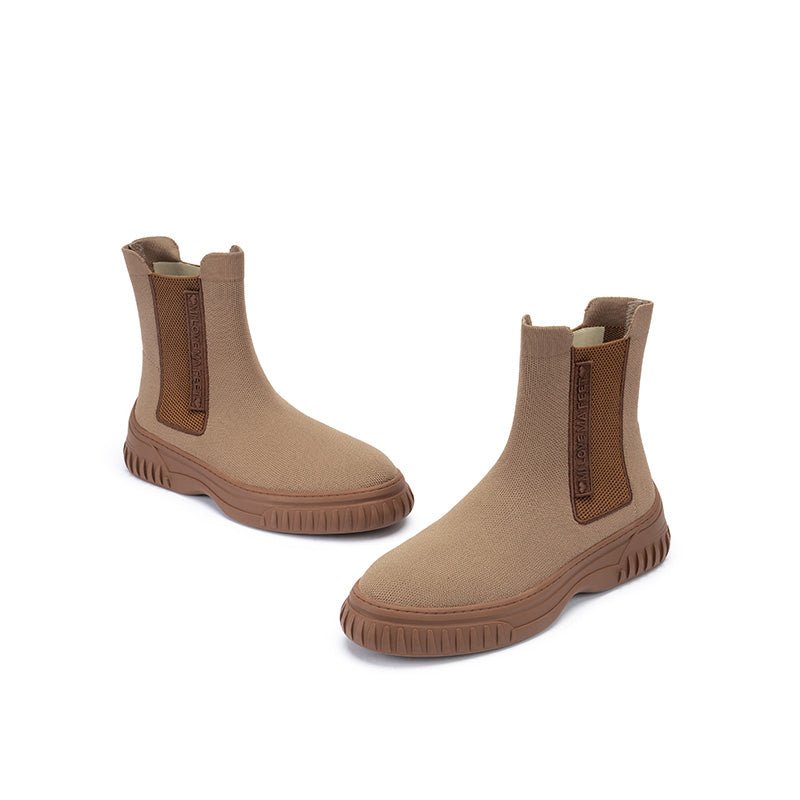 British Style Thick Soled Sporty Chelsea Ankle Boots - 0cm