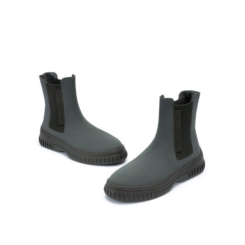 British Style Thick Soled Sporty Chelsea Ankle Boots - 0cm