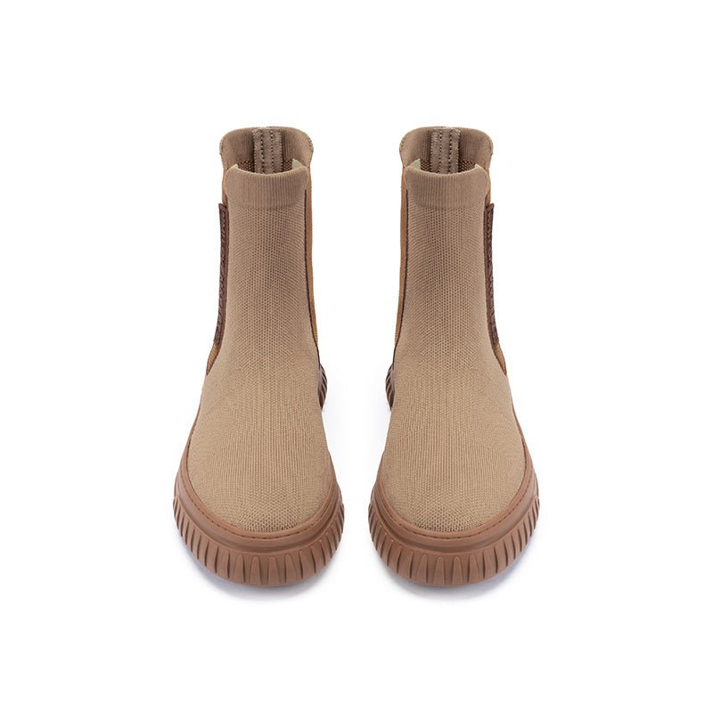 British Style Thick Soled Sporty Chelsea Ankle Boots - 0cm