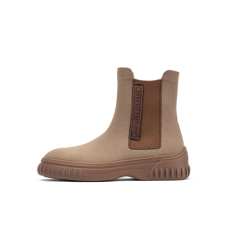 British Style Thick Soled Sporty Chelsea Ankle Boots - 0cm