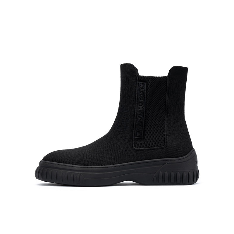 British Style Thick Soled Sporty Chelsea Ankle Boots - 0cm