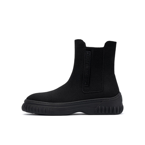 British Style Thick Soled Sporty Chelsea Ankle Boots - 0cm