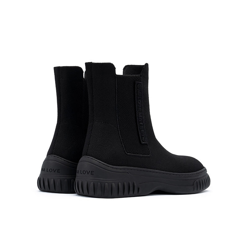British Style Thick Soled Sporty Chelsea Ankle Boots - 0cm