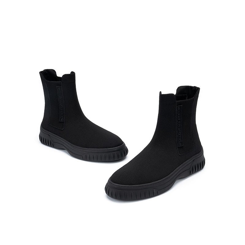 British Style Thick Soled Sporty Chelsea Ankle Boots - 0cm