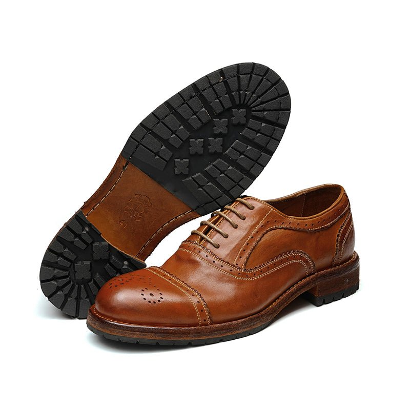 Brogue Oxford Elite Leather Lace Ups for Men - 0cm