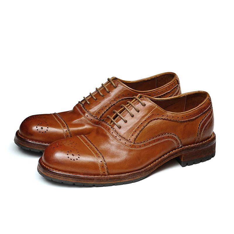 Brogue Oxford Elite Leather Lace Ups for Men - 0cm