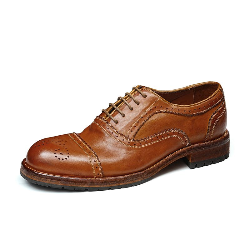 Brogue Oxford Elite Leather Lace Ups for Men - 0cm