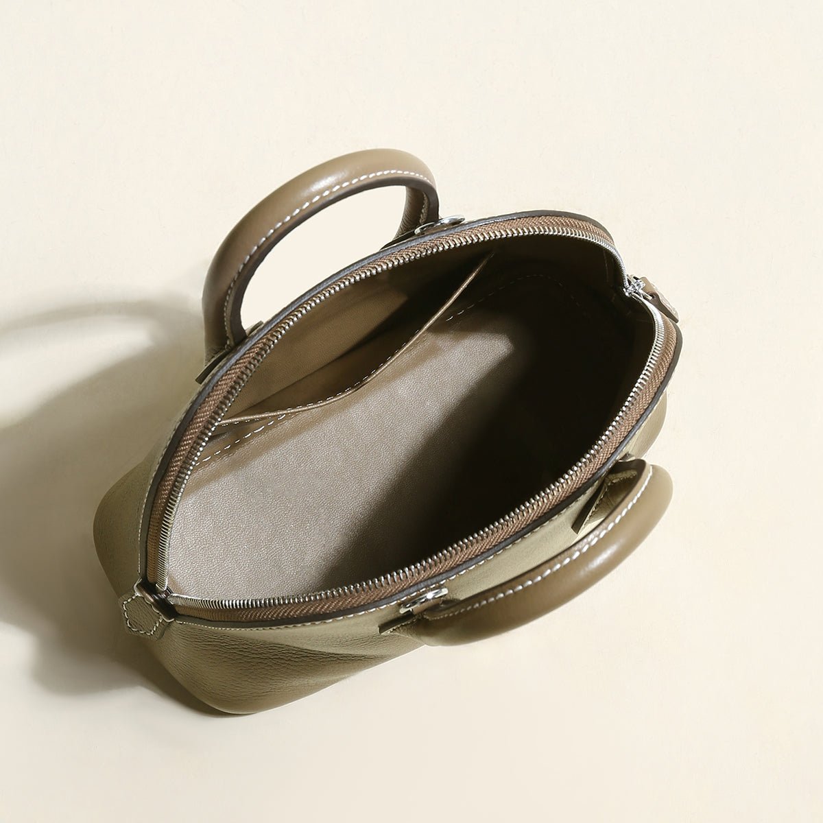 Brooklyn Lady Top Handle Bag – Structured Mini Leather Dome Satchel with Detachable Strap