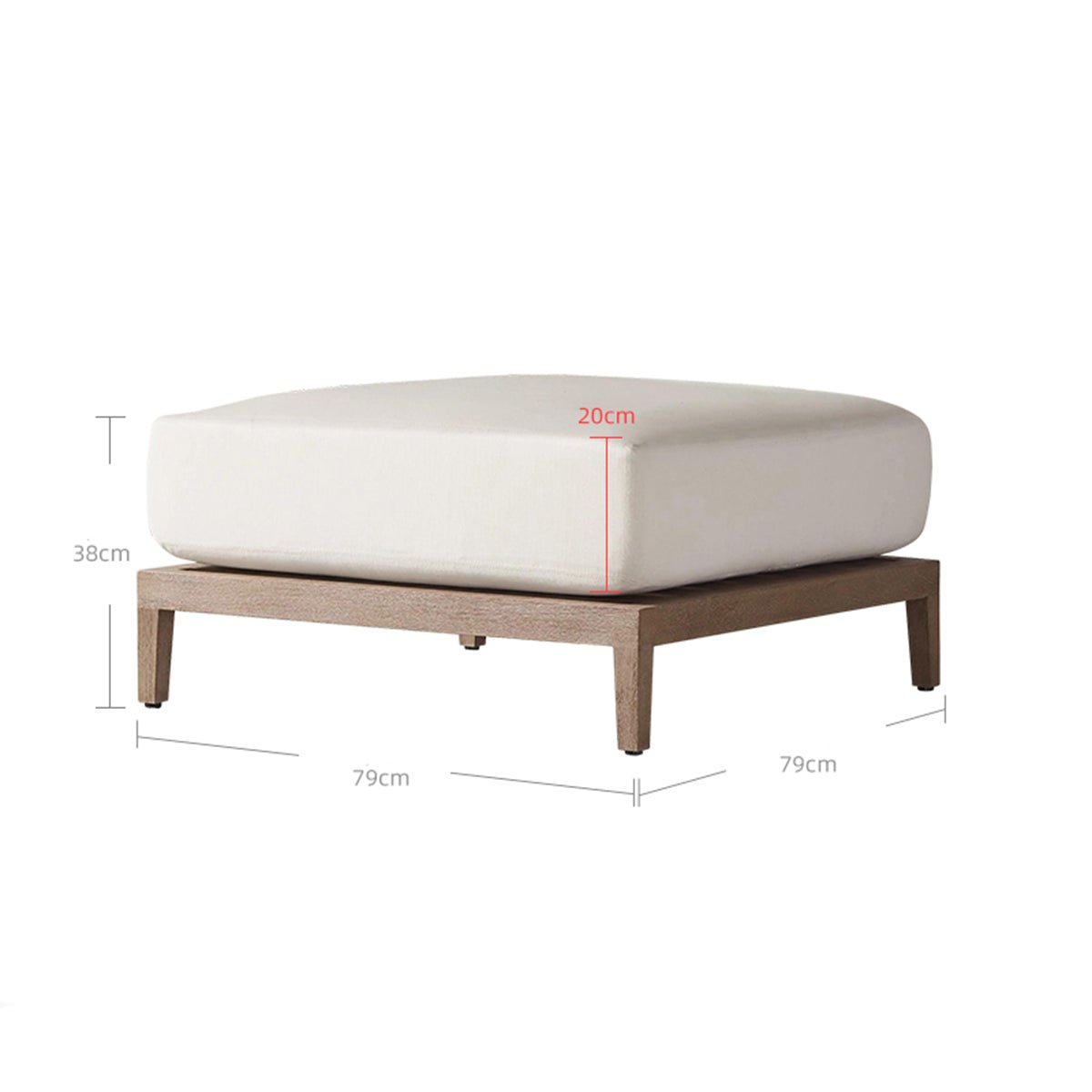 Bruce Leisure Teak Ottoman - 0cm